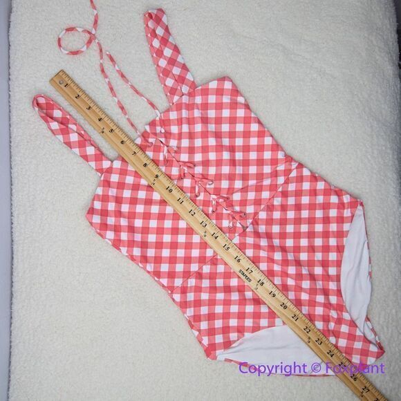 NEW Onia Raquel Barbiecore pink gingham check raquel one piece swimsuit, size M‎ - Picture 13 of 16
